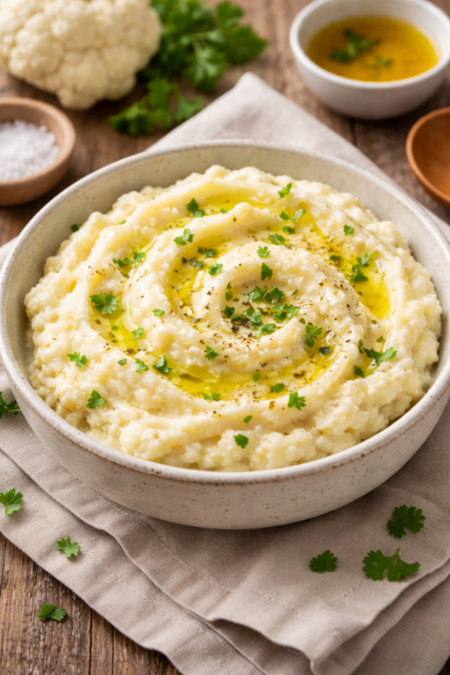 Cauliflower Mash with Garlic and Olive Oil