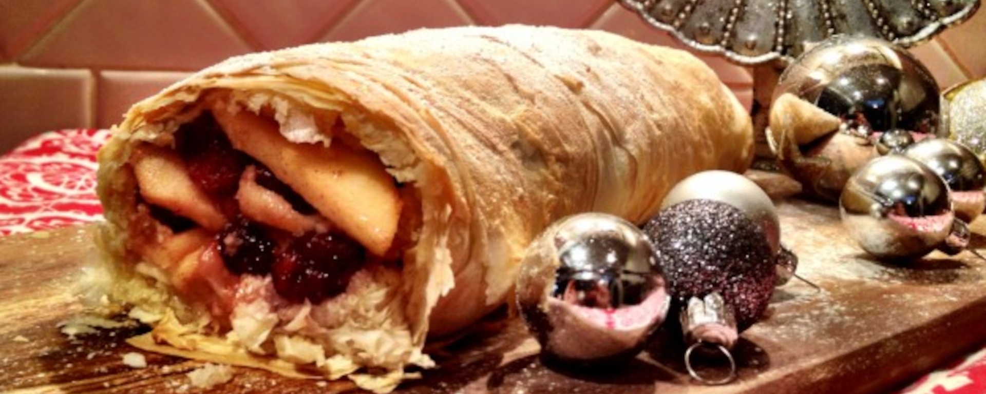 LuvMyRecipe.com - Apples Strawberries and Cranberries Strudel Featured