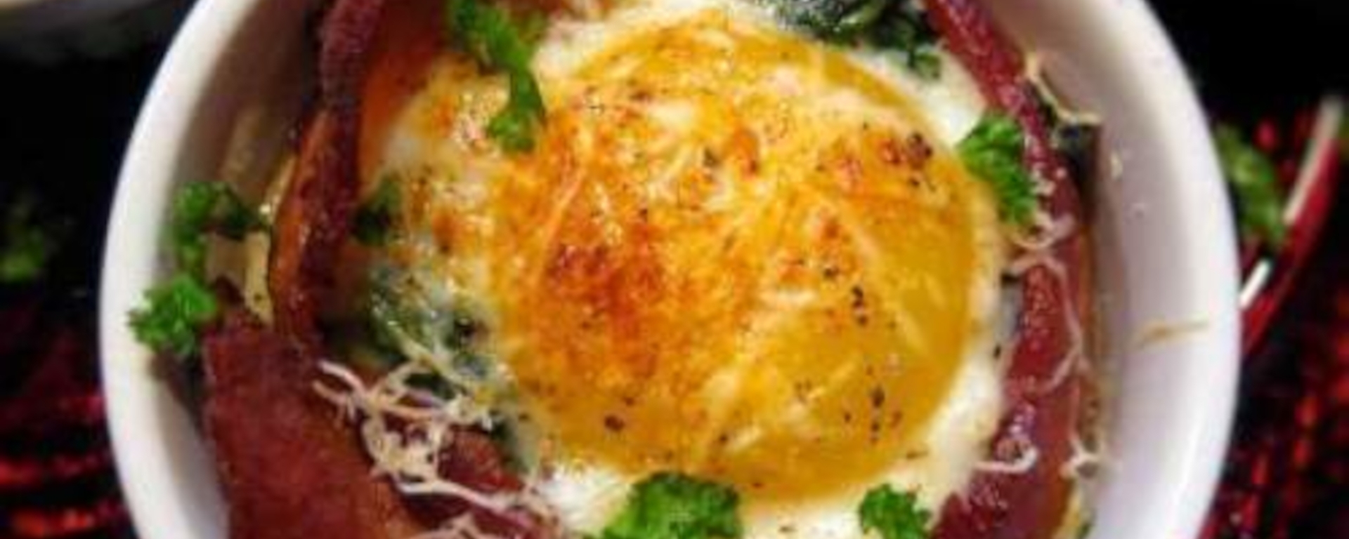 Baked Eggs with Bacon and Spinach