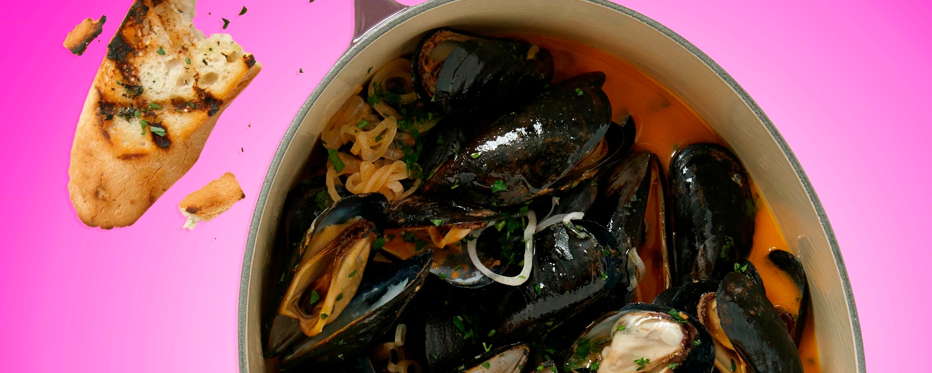 Buttery CHA! Steamed Mussels with Grilled Bread