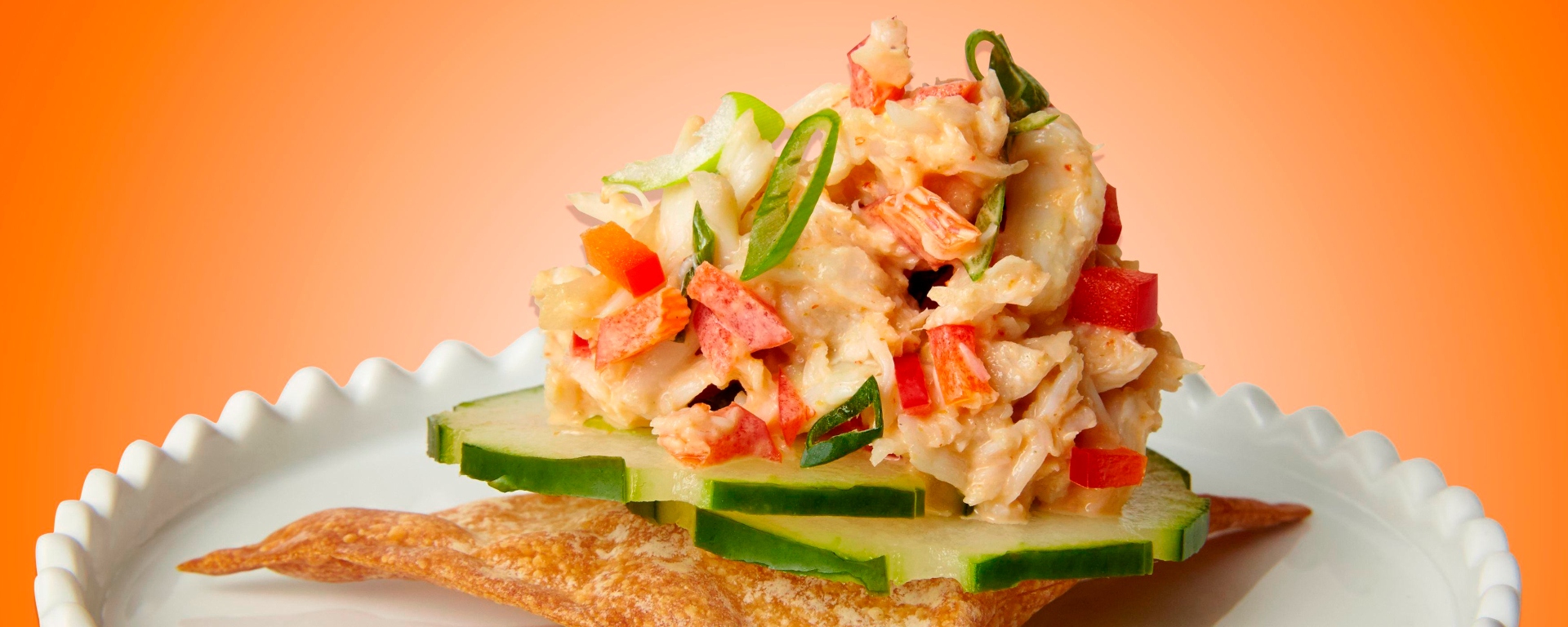 Baked Wonton Crackers with Asian CHA! Crab Salad