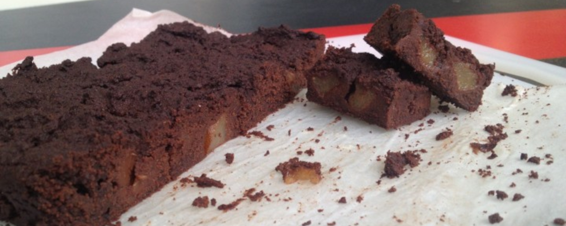 LuvMyRecipe.com - Chocolate and Pear Brownies Featured