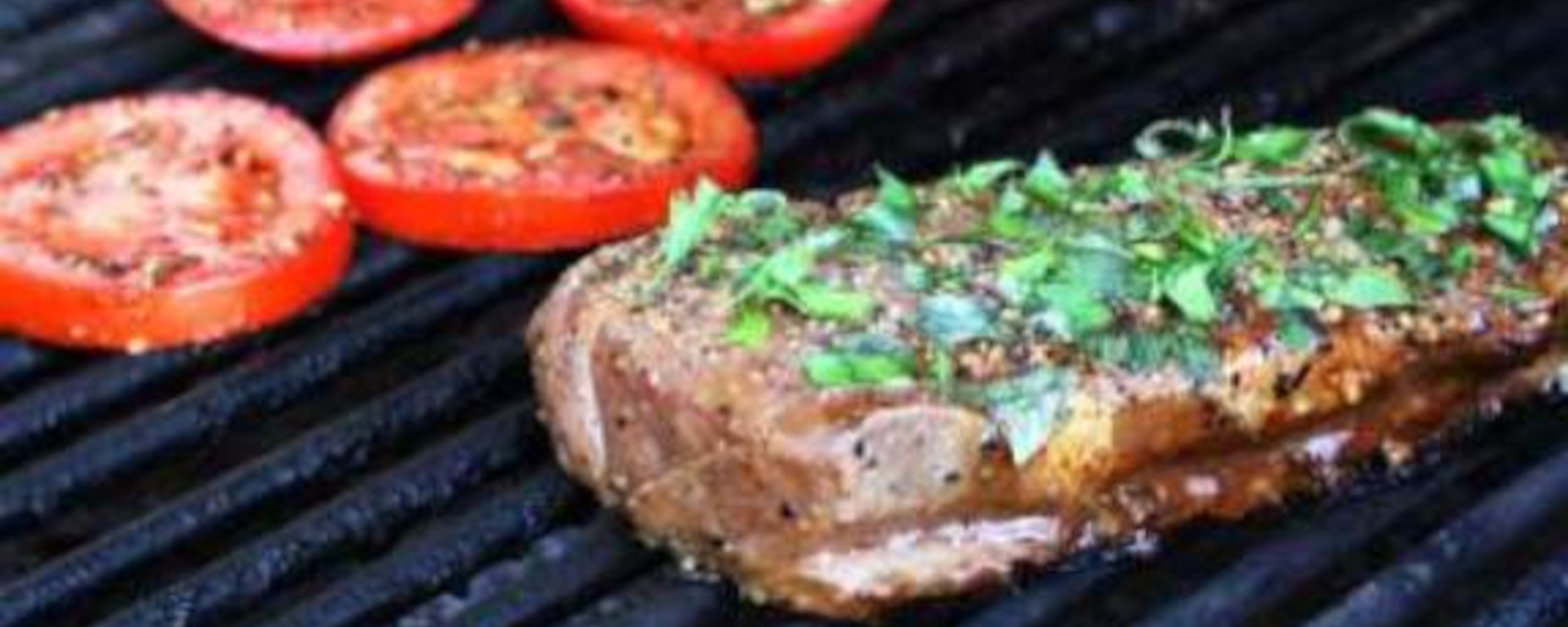Grilled Steaks And Tomatoes With Basil Garlic Bread