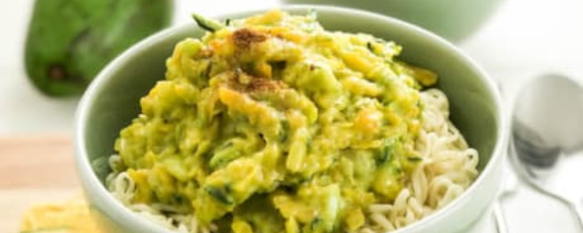 Japanese Noodles with Creamy Pumpkin and Avocado Sauce