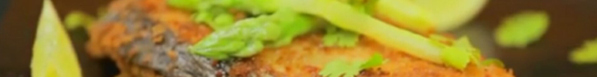 Pan Fried Crumbed Surmai With Asparagus