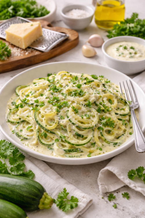 Zucchini Noodle Alfredo (Lectin-Safe Creamy Sauce)